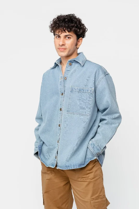 Light Blue Men's Denim Shacket