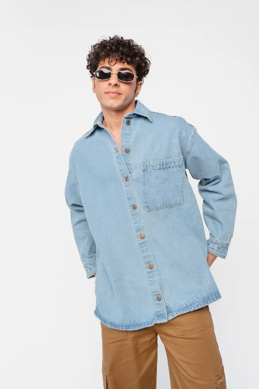 Light Blue Men's Denim Shacket