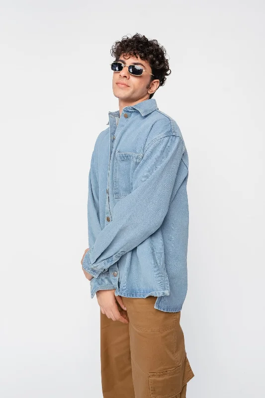 Light Blue Men's Denim Shacket