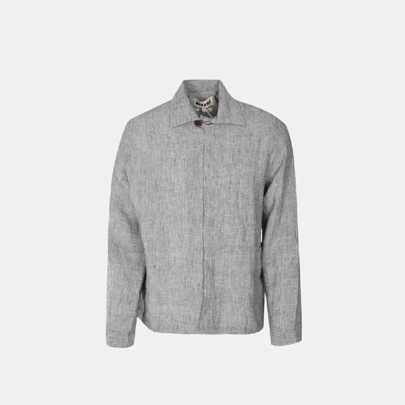 Linen Button Jacket (Grey Marl)