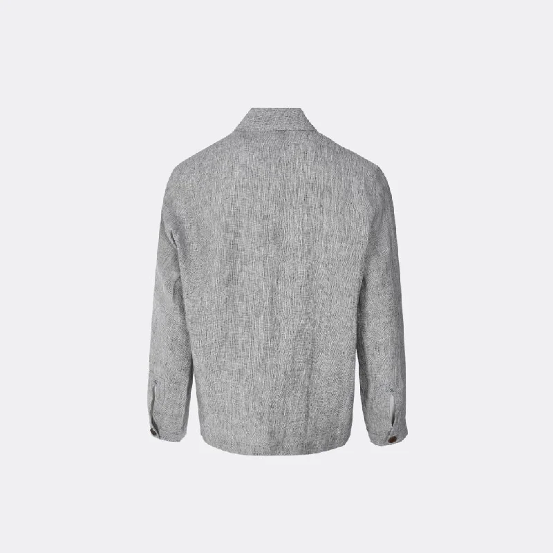 Linen Button Jacket (Grey Marl)