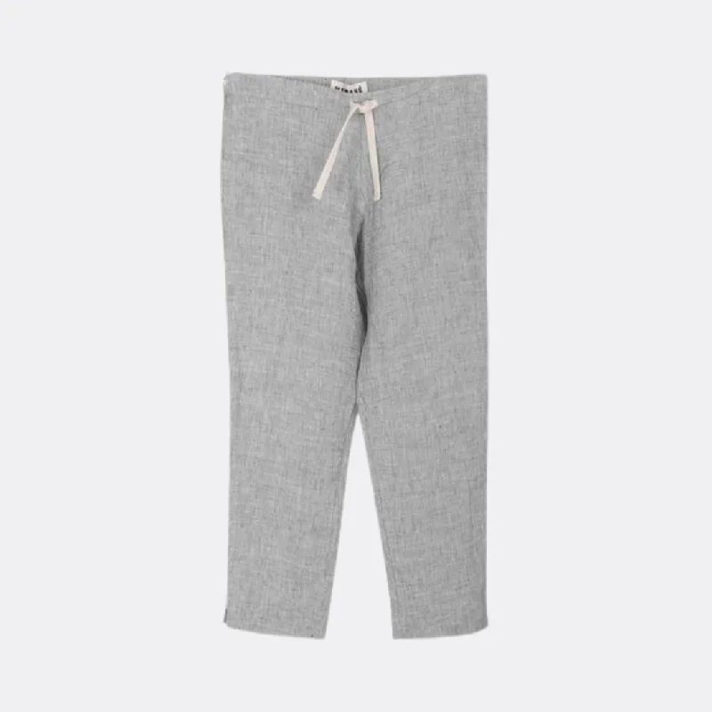 Linen Drawstring Trousers (Grey Marl)