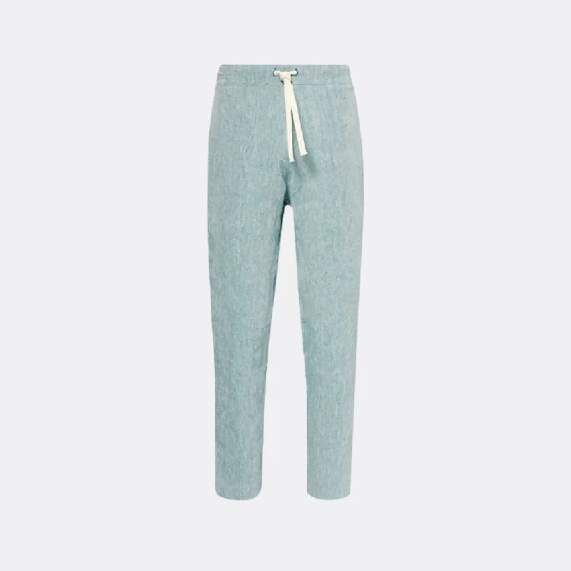 Linen Drawstring Trousers (Marane Blue)