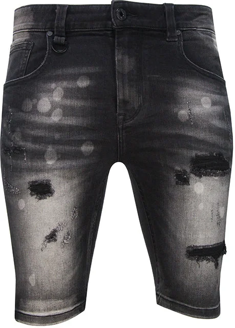 Men's Black Powder Denim Shorts