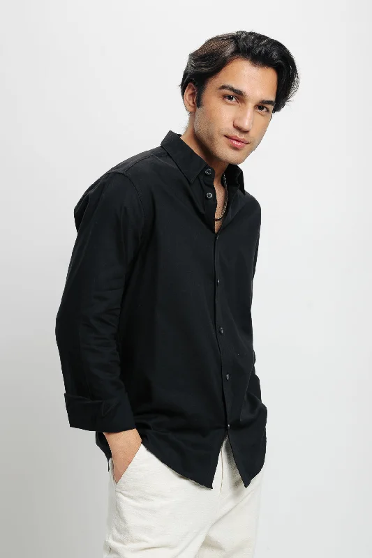 Men's Black Solid Shirt