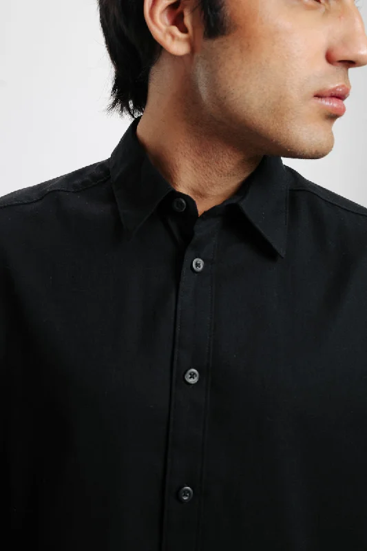 Men's Black Solid Shirt