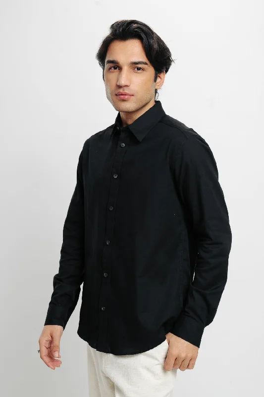 Men's Black Solid Shirt