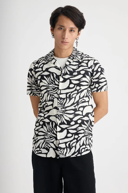 Men's Black And White Printed Shirt