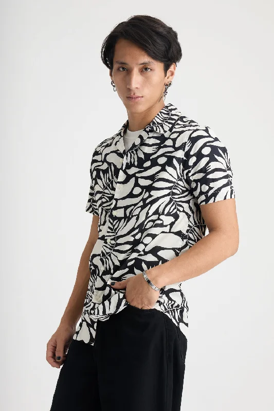 Men's Black And White Printed Shirt