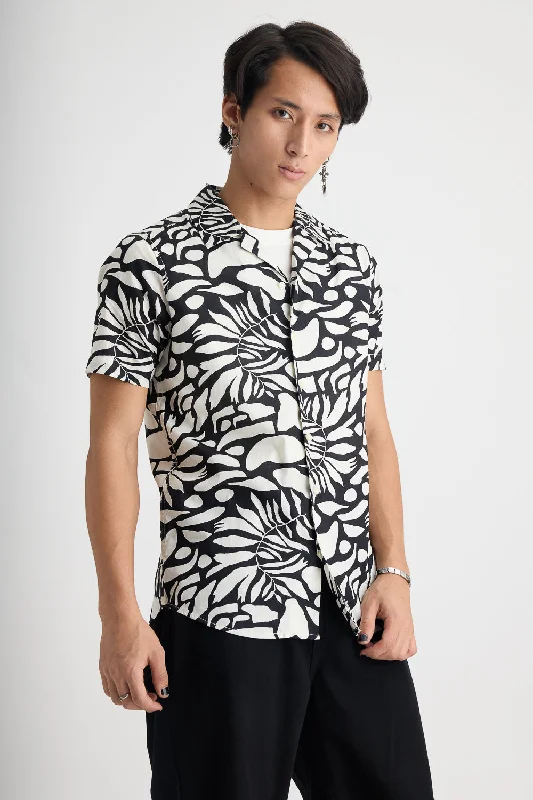 Men's Black And White Printed Shirt