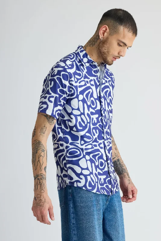 Men's Blue Geo-Abstract Shirt