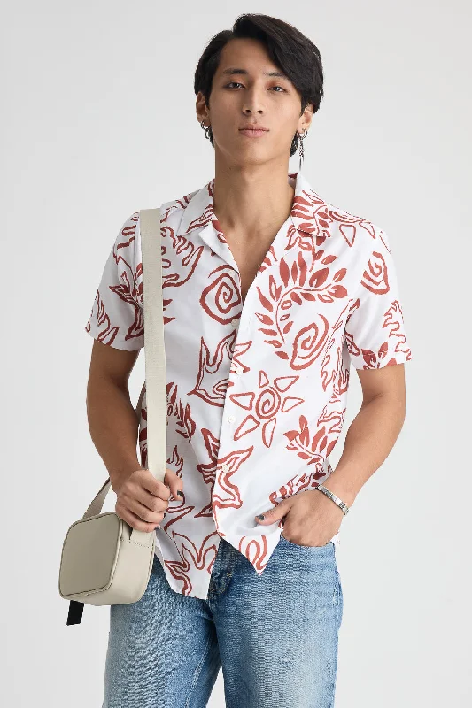 Men's White Printed Shirt