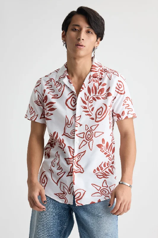 Men's White Printed Shirt