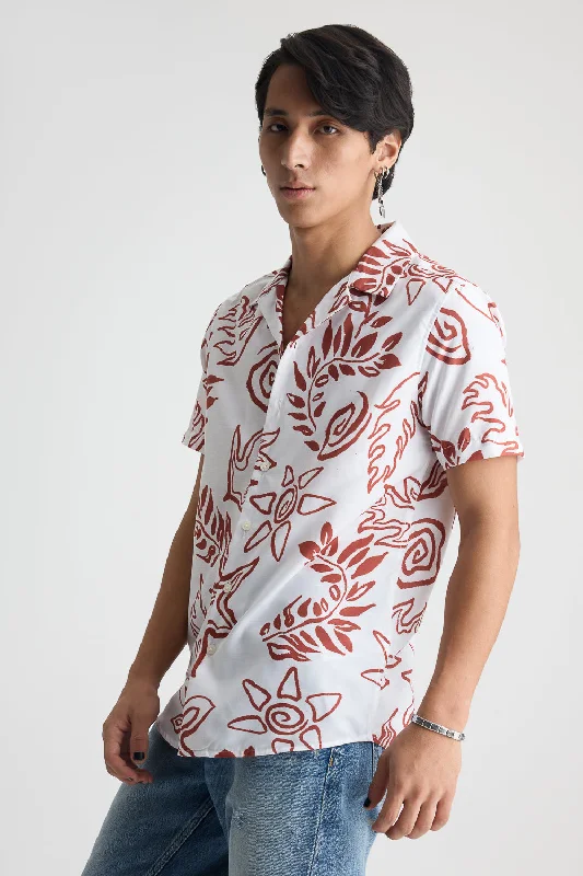 Men's White Printed Shirt