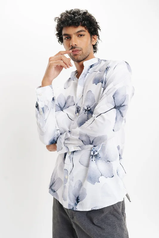 Men's White Floral Printed Shirt