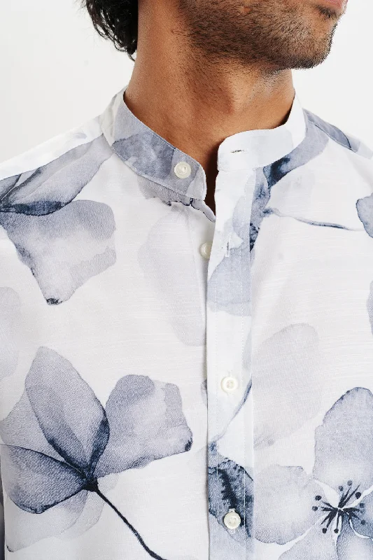 Men's White Floral Printed Shirt