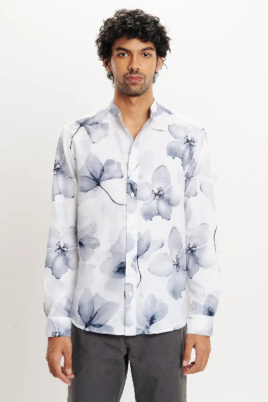 Men's White Floral Printed Shirt