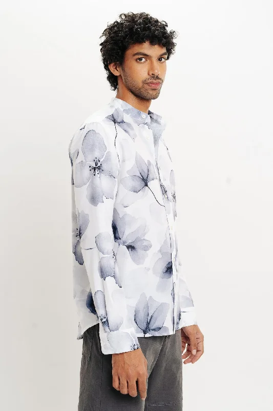 Men's White Floral Printed Shirt