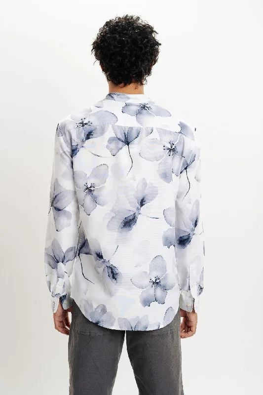 Men's White Floral Printed Shirt