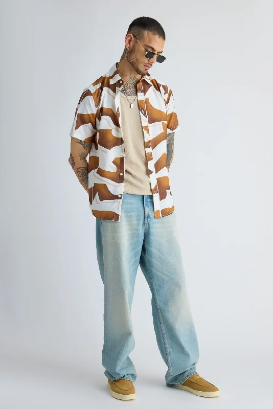 Men's Brown Printed Shirt