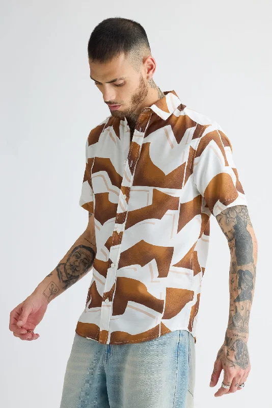 Men's Brown Printed Shirt