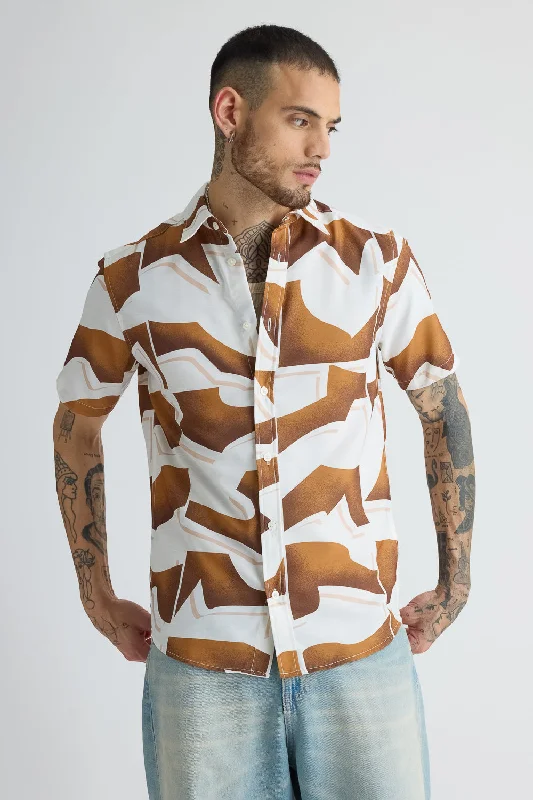 Men's Brown Printed Shirt