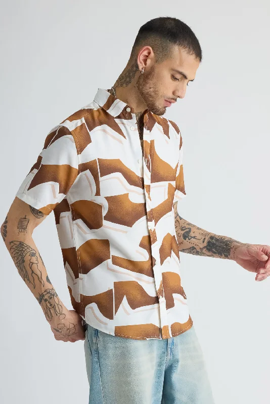 Men's Brown Printed Shirt