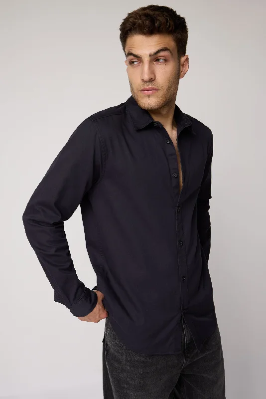 Midnight Classic Men's Black Collared Shirt