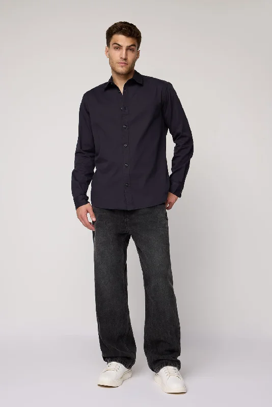 Midnight Classic Men's Black Collared Shirt