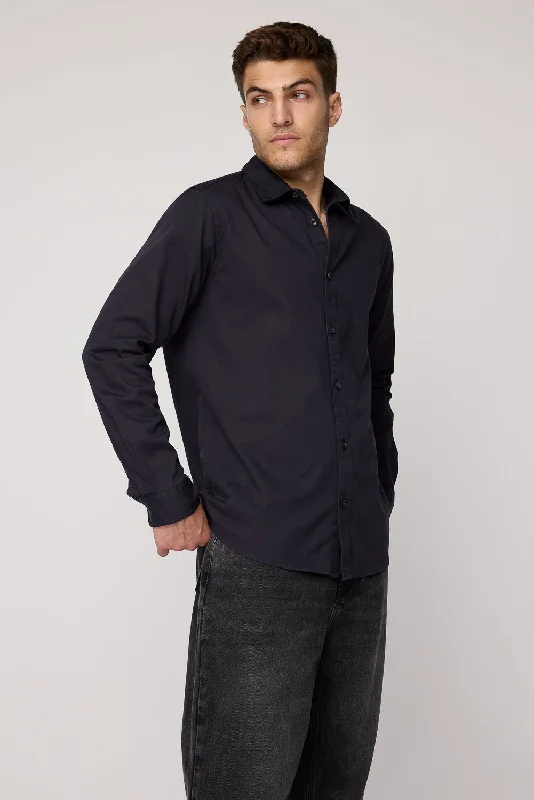 Midnight Classic Men's Black Collared Shirt