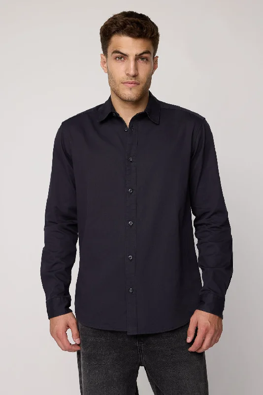 Midnight Classic Men's Black Collared Shirt