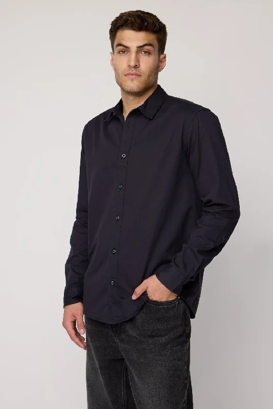 Midnight Classic Men's Black Collared Shirt