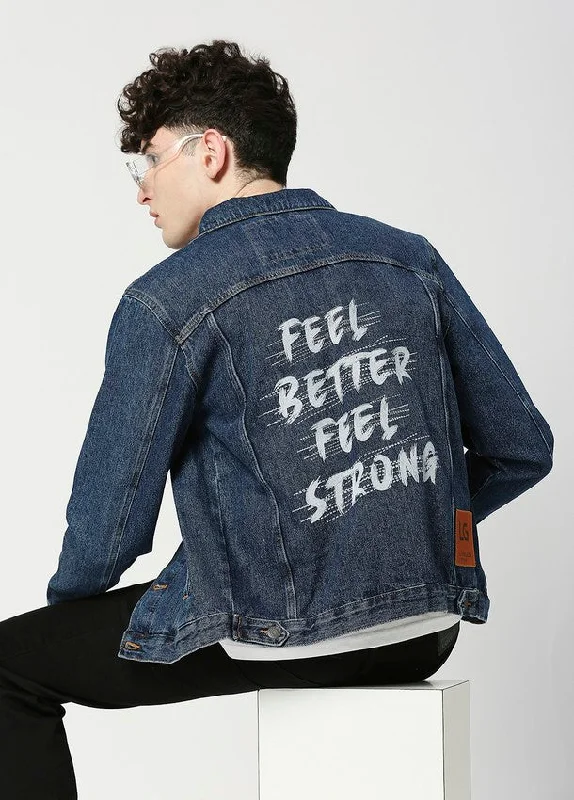 Dark Blue Oliver Printed Denim Jacket