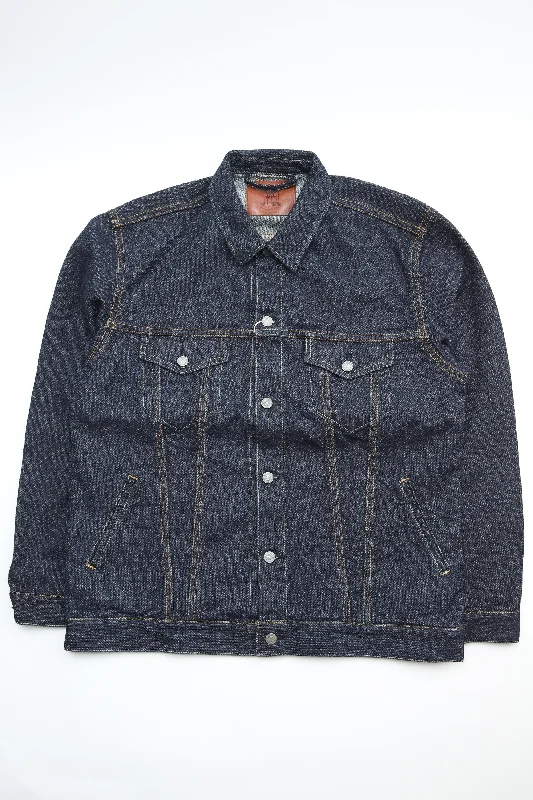 Pure Blue Japan 6118-ID Men's Woven Sashiko Type3 Jacket - Indigo x Indigo