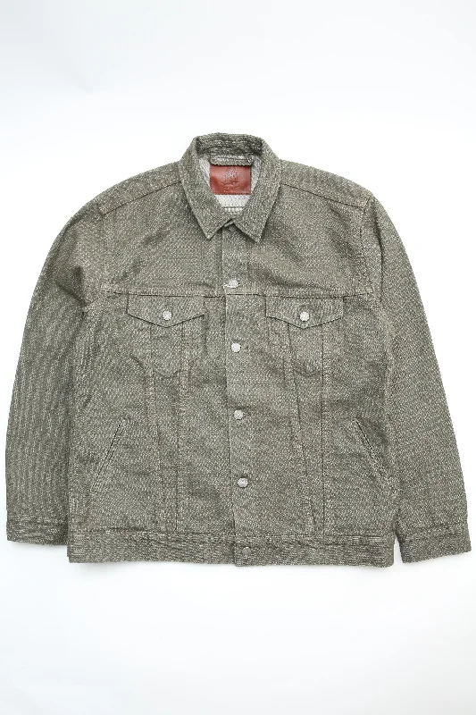 Pure Blue Japan 6118-OLV Men's Woven Sashiko Type3 Jacket - Olive x Olive