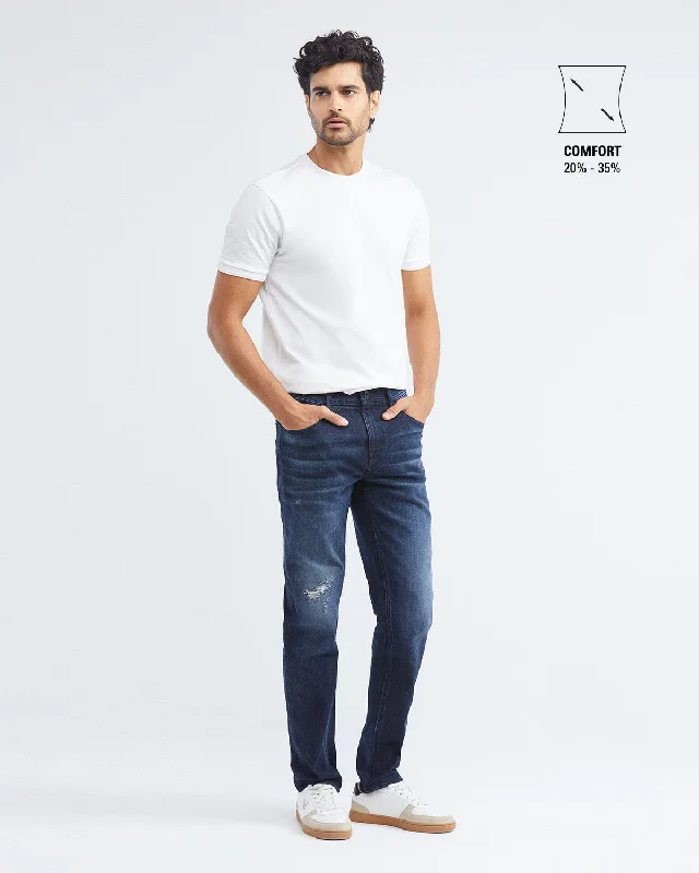 STRAIGHT FIT MID-RISE JEANS IN DARK WASH