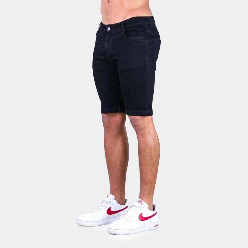 Ultra Stretch Denim Shorts - Black