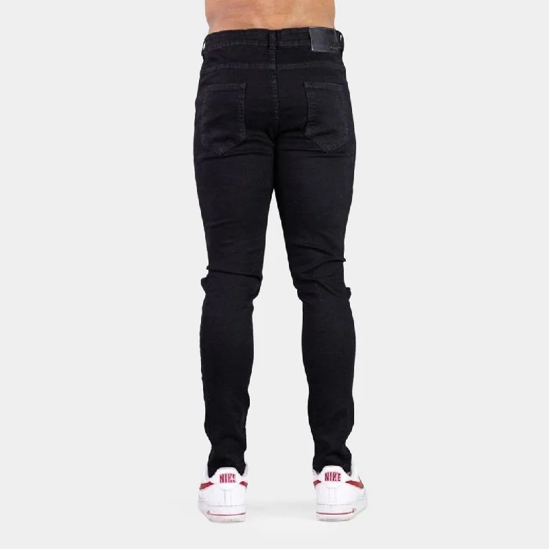 Ultra Stretch Jeans - Skinny Fit - Black Ripped Knee