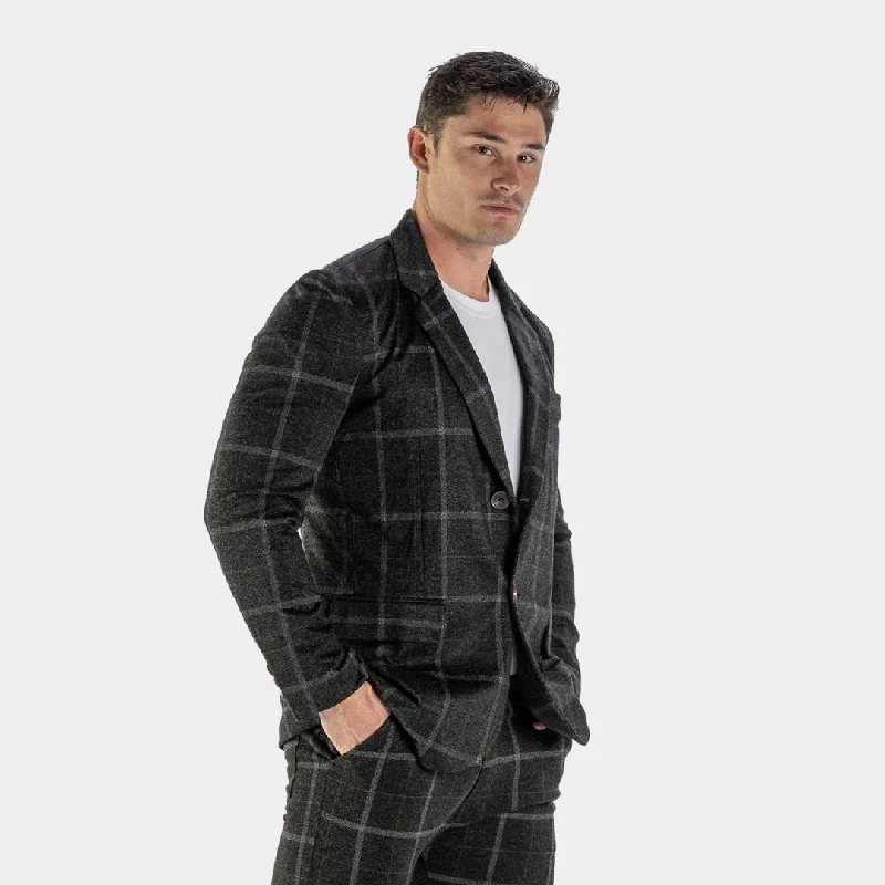 Ultra Stretch Sports Suit Jacket - Black Checkered