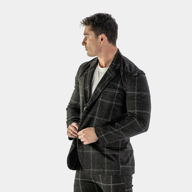 Ultra Stretch Sports Suit Jacket - Black Checkered