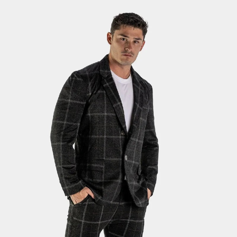 Ultra Stretch Sports Suit Jacket - Black Checkered