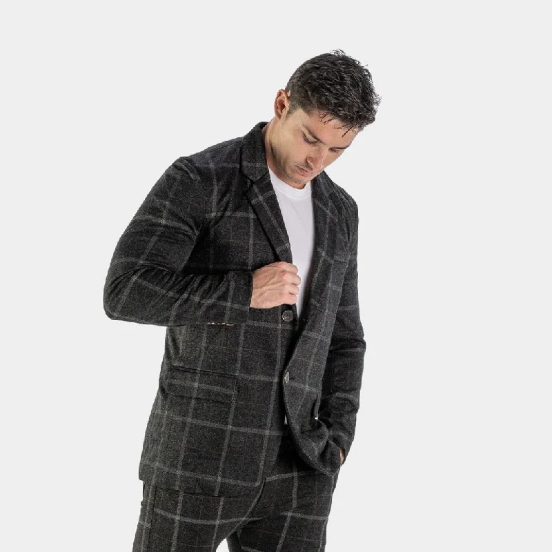 Ultra Stretch Sports Suit Jacket - Black Checkered