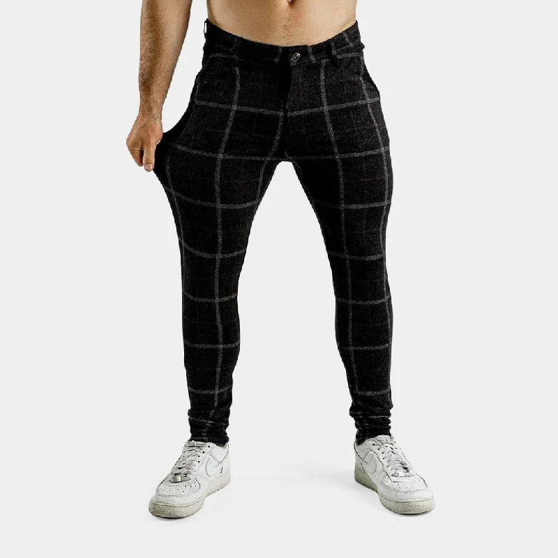 Ultra Stretch Chino Pants - Skinny Fit - Black Checkered