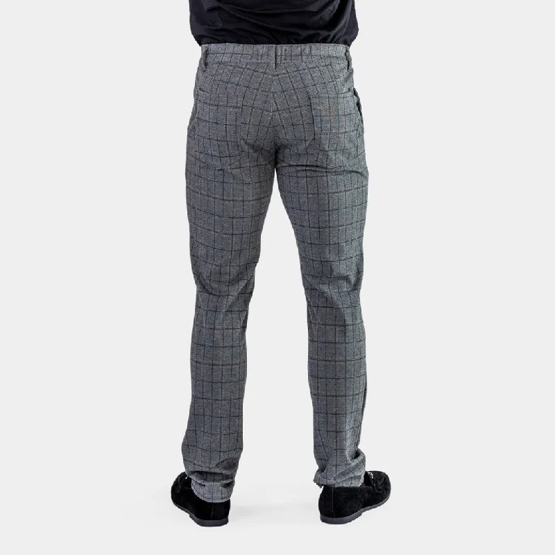 Ultra Stretch Chino Pants - Slim Fit - Windowpane Grey Check