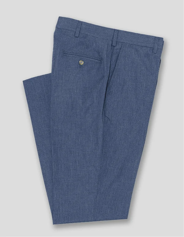 POPLIN CLASSIC TROUSERS - DARK BLUE MELANGE