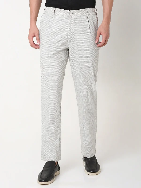 Spykar Grey Slim Fit Polyester Trouser For Men