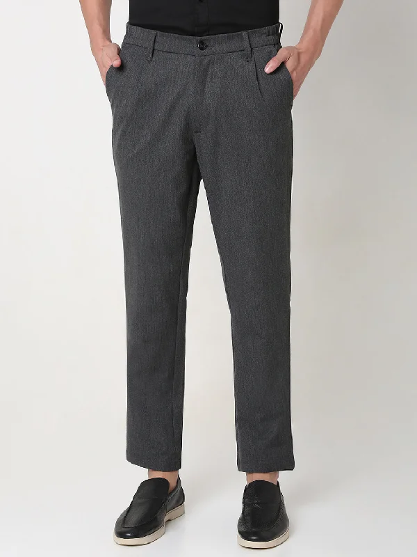 Spykar Grey Slim Fit Cotton Trouser For Men