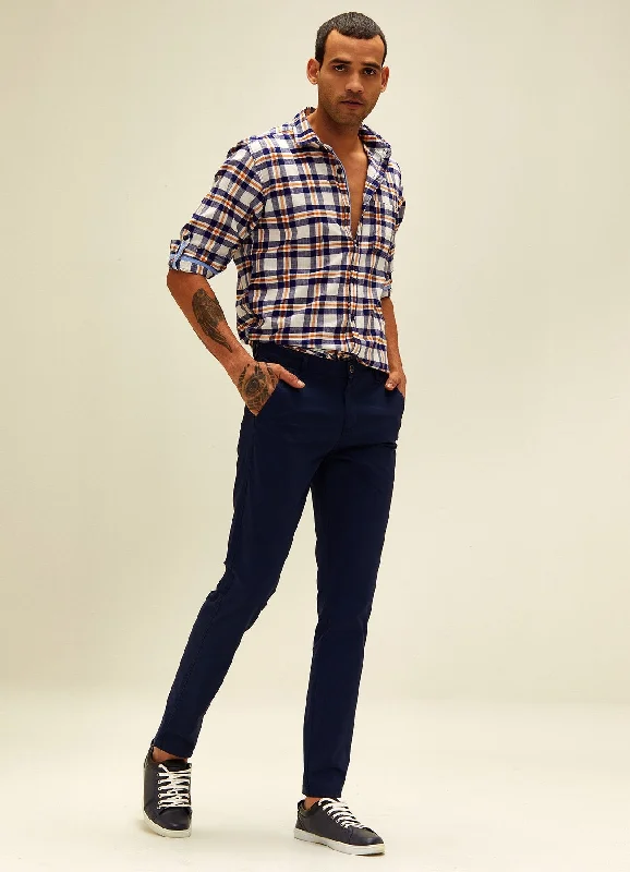 Navy Solid Stretch Slim Fit Trouser