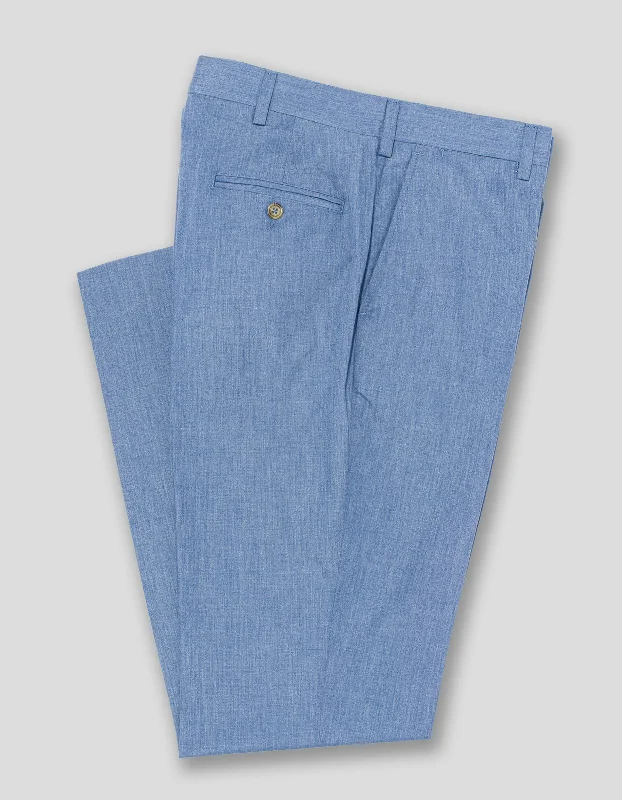 POPLIN CLASSIC TROUSERS - BLUE MELANGE