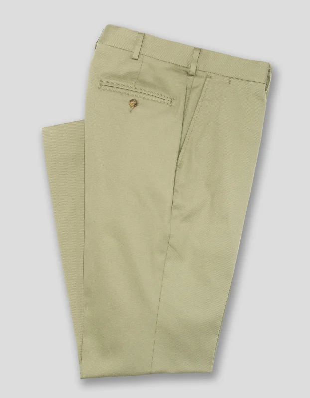 WASHED TWILL CHINO TROUSERS CLASSIC FIT - SAGE